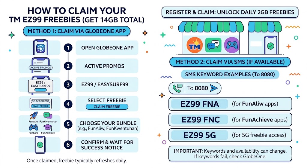 How to claim TM EZ99 freebie bundles for daily app data