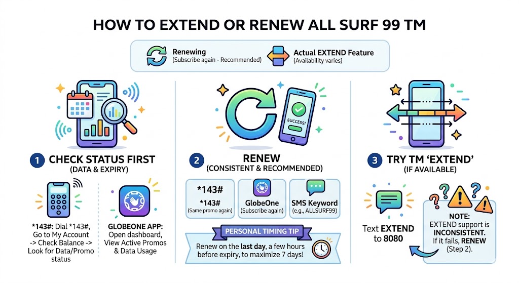 How to extend or renew TM All Surf 99